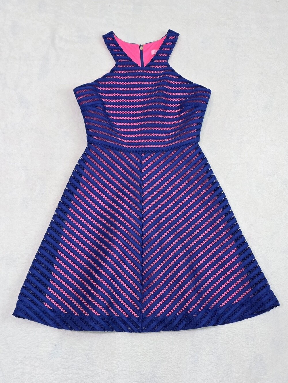 Women's Lilly Pulitzer Megyn Dress in True Blue Crochet Stripe Knit Size XS